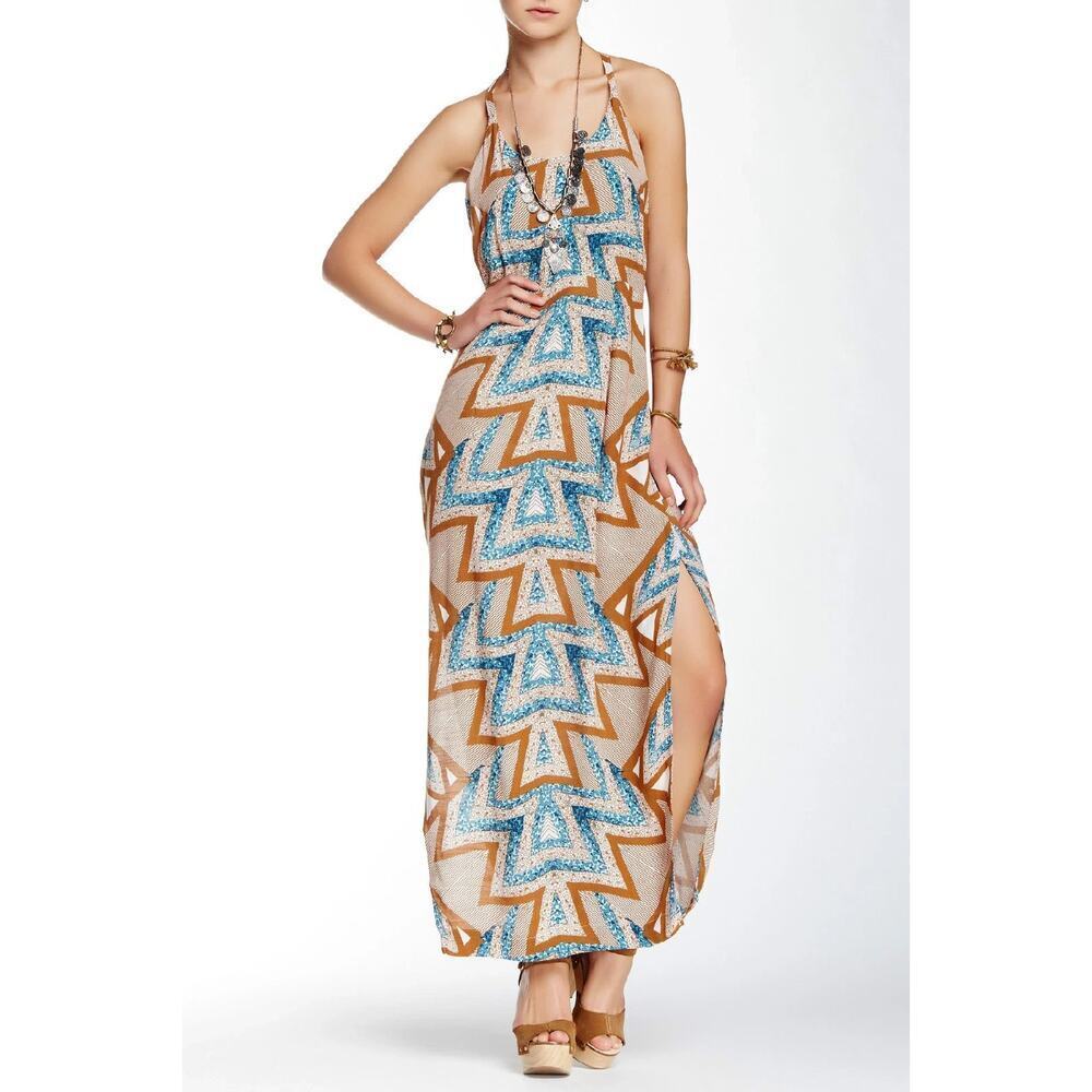 FREE PEOPLE Serves You Right Printed aztec Maxi Dress in Mint $168 size 2